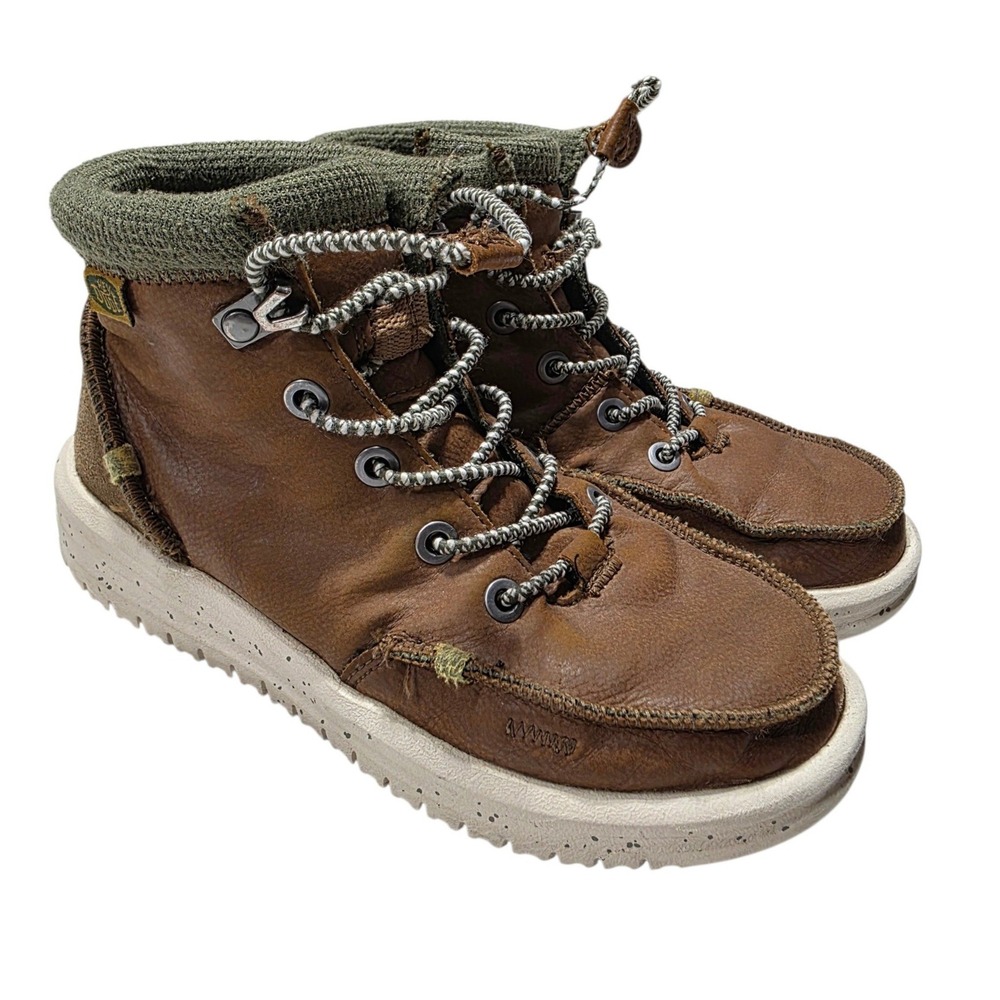 Hey Dude Bradley Boot Youth Size 1 Brown Cowhide Leather Chukka Ankle